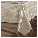 sancua 100percent Waterproof Rectangle PVC Tablecloth - 70 x 70 Inch - Oil Proof Spill Proof Vinyl Table Cloth, Wipe Clean Table Cover for Dining Tables, Buffet Parties and Camping, Crystal Clear - Re