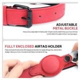 PetiFine AirTag Dog Collar, Leather Dog Collar with Airtag Holder,Soft Padded Apple Air Tag Dog Collar with Adjustable Rust-Proof Metal Buckle for Small Medium Large Dogs(S,Red) - Retail: $10