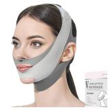 MASIKA Chin Strap for Sleeping?V-Line Mask,?V-Line Lifting Chinstrap?Jaw Exerciser, Reusable Face Strap.Jaw Strap,Jawline Shaper,anti snore chin straps?Grey?M - Retail: $8