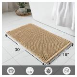 MIULEE Set of 2 Waffle Bathroom Rugs, Boho Bath Rugs Non Slip Washable, Super Absorbent Bath Mats, Ultra Soft Rubber Backed Shower Mats for Bathroom Floor, Tub and Shower, Brown, 18x30 Inch - Retail: 