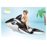 INTEX Whale Inflatable Pool Float: Animal Pool Toy For Kids  2 Heavy-Duty Handles  88lb Weight Capacity  76\ x 47\in  For Ages 3+ - Retail: $16in