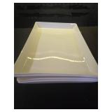 US Acrylic White Plastic Serving Trays (Set of 4) 15 x 10 | Large Unbreakable Reusable Rectangular Party Platters | Serve Appetizers, Fruit, Veggies, and Desserts | BPA-Free and Made in USA - Reta
