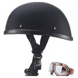 Motorcycle Half Helmet, DOT Approved Adult Men Women Retro Open Face Bike-Helmets, BicycleSkateboard Helmet for Adults, Bike, Skate, Scooter, Longboard Half Shell Helmet (Matte Black+G, Medium) - Reta