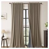 Guken Light Camel Linen Black Out Curtains for Bedroom 102 Inch Length 2 Panels Textured Nature 100percent Blackout Thermal Insulated Soundproof Patio Curtains for Sliding Door Light Tan 52x102 - Reta