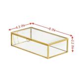 WHSLILR Vintage Glass Jewelry Box Keepsake Box with Hinged Lid, Great for Storage TrinketJewelryCardPhoto, Gold Decorative Box for Dresser-15612E - Retail: $25