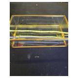 WHSLILR Vintage Glass Jewelry Box Keepsake Box with Hinged Lid, Great for Storage TrinketJewelryCardPhoto, Gold Decorative Box for Dresser-15612E - Retail: $25