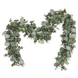 Dolicer 2 Packs 6FT Artificial Eucalyptus Garland, Faux Greenery Garland Hanging Fake Silver Dollar Eucalyptus Leaves Vines for Wedding Backdrop Arch Table Wall Party Home Decor - Retail: $17