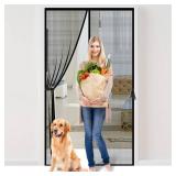 Fiberglass Magnetic Screen Door Fit Door Size 38 x 82 in- Heavy Duty Fiberglass Screen Door Mesh for Interior Door, Patio and Sliding Doors - Door Screen Magnetic Closure Let Fresh Air in - Retail: $2
