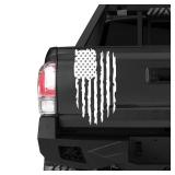 Rzuiytye White American Flag Trucak Decal,Truck Tailgate Vinyl Decal,Car Decal for Men,American Flag for Computer,Truck,Car,Wall(16x9in) - Retail: $10