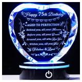 YWHL 75th Birthday Gifts for Women Men Born in 1948, Crystal Heart with Colorful Light Base Happy 75th Birthday Decorations, Gifts for 75 Year Old Women Men Mom Dad Grandma Wife Friends - Retail: $38