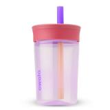 Owala Kids BPA-Free Plastic Tumbler with Spill Resistant Flexible Straw, Easy to Clean, Kids Water Bottle, Great for Travel, Dishwasher Safe, 15 Oz, Pink and Purple (Lilac Rocket) - Retail: $13