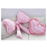 Luxape Bow Pillow - Big Bow Throw Pillow - Bow Shaped Pillow - Silky Satin - Coquette Decor - Bow Room Decor - Pink Bow Pillow - Bow Nursery Decor - Pink Room Decor - Retail: $30