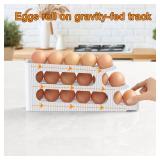 Egg Holder for Fridge, 3 Tiers Auto Rolling Egg Storage Organizer for Refrigerator, Slim Space Saving Container, Dispenser - Egg Roller for Eggs 18 Count - Retail: $13