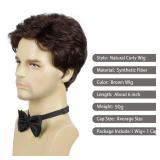 Menfts Brown Wigs, Short Men Wig Heat Resistant Synthetic Layered Natural Hair Cosplay Costume Halloween Wigs for Men Male Guy - Retail: $18