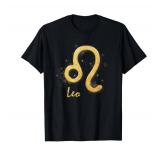 Leo Golden Sign Zodiac July August Birthday T-Shirt (White, Large) - Retail: $20