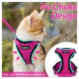 rabbitgoo Cat Harness and Leash for Walking, Escape Proof Soft Adjustable Vest Harnesses for Cats, Easy Control Breathable Reflective Strips Jacket, Rose Red, XS - Retail: $19
