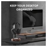 muso wood Walnut Headphone Stand, Universal Headset Stand with Storage Base, Wood Desktop Headphone Holder for Gaming Headset and Music Headset - Retail: $26