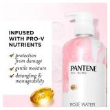 Pantene Sulfate Free Rose Water Shampoo, Soothes, Replenishes Hydration, Safe for Color Treated Hair, Nutrient Infused with Vitamin B5 and Antioxidants, Pro-V Blends, 30.0 oz - Retail: $28