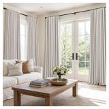 MIULEE 100percent Blackout Curtains 96 Inch Long 2 Panels Set for Bedroom, Thick Faux Linen Black Out Curtain Room Darkening Back Tab Pleat Window Textured Drapes with Hooks for Living Room, Light Bei