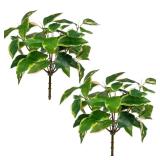 Oairse 2 Bundles Artificial Greenery Stems Faux Pothos Stems and Branches for Vase Fake Shrubs Bush Spring Greenery Picks for Centerpiece for Farmhouse Home Garden Patio Backyard Indoor Outdoor Decor 