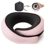 NOCRLG Travel Pillow, Travel Neck Pillow for Airplanes Car, 100percent Pure Memory Foam Travel Pillow, Sleeping Essentials for Long Flight 360° Head Support Degree Comfort and Breathability (Pink) - 