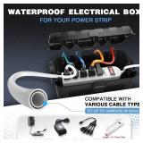 Flemoon Medium Outdoor Electrical Box (11.5x5.2x4 inch), IP54 Waterproof Extension Cord Cover w6 Cable Entry Ports, Weatherproof Connection Box for Power Strip, Timer, Plug, Holiday Lights, Black - Re