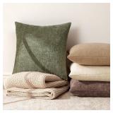 MIULEE Pack of 2 Decorative Throw Pillow Covers Soft Chenille Christmas Throw Pillows Solid Textured Cushion Covers for Spring Couch Sofa Bedroom Living Room 20x20 Inch, Olive Green - Retail: $21