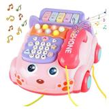 Baby Phone Toy,Baby Toy Phone Cartoon Baby Piano Music Light Toy Children Pretend Phone, Kids Cell Phone Girl with Light Parent-Child Interactive Toy Gift Game Boy Girl Early Education Gift Pink 18M+ 
