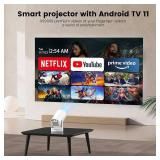 Mini Portable Projector with Wifi6 and Bluetooth, 4K Projector Support 5w Sound Base Speaker, 160 ANSI, Android 11, Auto Vertical Keystone 210°Rotatable Proyector for Home Bedroom Outdoor HY300 ULTRA