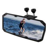 Boat Mirror, 4 \x11\in Universal Boat Rear View Mirror with Two Rubber Cushions Easy to Install, Wide Angle Convex Rearview Mirror for Sun Deck Ski Boat Pontoon Boat Water skiing Sports Surfing