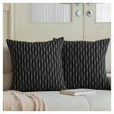 Kevin Textile Black Square Pillow Covers 24 x 24 Decorative Linen Boho Woven Texture Pillow Covers Cushion Cover for Sofa Couch Living Room Bedroom Home Decor - Retail: $22