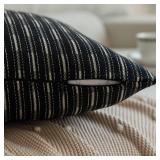 Kevin Textile Black Square Pillow Covers 24 x 24 Decorative Linen Boho Woven Texture Pillow Covers Cushion Cover for Sofa Couch Living Room Bedroom Home Decor - Retail: $22