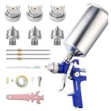 ENDOZER Professional HVLP Gravity Feed Air Spray Gun Set with 1.4 1.7 2.0mm Nozzles, Paint Gun with 1000cc Aluminum Cup for Auto Paint, Wall Painting, Base Coatings?Blue?USED - Retail: $17