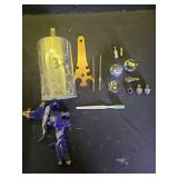 ENDOZER Professional HVLP Gravity Feed Air Spray Gun Set with 1.4 1.7 2.0mm Nozzles, Paint Gun with 1000cc Aluminum Cup for Auto Paint, Wall Painting, Base Coatings?Blue?USED - Retail: $17