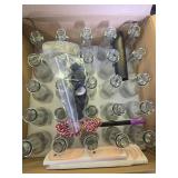 Encheng 5oz Clear Woozy Bottles with Shrink Capsules,Small Wine Bottles With Shirnk Bands Glass Hot Sauce Bottles,Empty Small BeverageCanning Bottles With Black Caps Set of 25 - Retail: $26