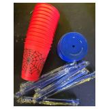 12 Pcs 16 oz Spider Cups Bulk, Spider Birthday Party Favors Cups with Lids and Straws, Plastic Cup for Birthday Party Decorations Celebration Birthdayy Partty Favor Supplies for Son Daughter Friends