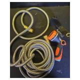 SPRIKIR Metal Garden Hose 25ft Copper Bullet, Heavy Duty Stainless Steel Water Hose with 10 Function Sprayer Nozzle, Leaf-Proof Kink Free Lightweight for Outdoor,Yard,Lawn,Patio, Car - Retail: $21