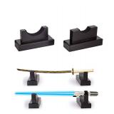 WANLIAN Lightsaber Display Stand Katana Showcase Wooden Desk Display Case,Lightsaber Samurai swords Horizontal Exhibition - Retail: $15