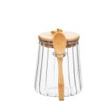 CNWSGEM Sugar Bowls Sugar Container 25.36 FL OZ Glass Coffee Canister Airtight Food Storage Jar with Lid and Spoon Candy Jar Coffee Bar Accessories Storage Beans Powder (Conical) - Retail: $9