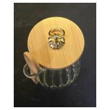 CNWSGEM Sugar Bowls Sugar Container 25.36 FL OZ Glass Coffee Canister Airtight Food Storage Jar with Lid and Spoon Candy Jar Coffee Bar Accessories Storage Beans Powder (Conical) - Retail: $9