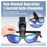 One-Handed-Operation Sunglasses Holder for Car, Visor Sunglass Holder Clip, Car Accessories Interior, Universal Fit Silicone Padded Visor Sunglass Holder Car, Unmatched Durability SINGLE - Retail: $16