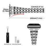 maenwvo Metal Bands Compatible for Apple Watch Band 38mm 40mm 41mm 42mm 44mm 45mm for Women Stainless Steel Metal Strap for iWatch Series 9 8 7 6 5 4 3 2 1 SE, Silver - Retail: $20