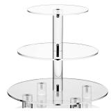 Acrylic Cupcake Stand, Clear Dessert Tower Holder Display with Base for Wedding, Party, Baby Shower, 3 Tier Round, Transparent - Retail: $19