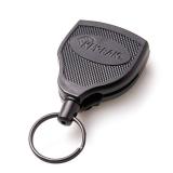 KEY-BAK SUPER48 HD 8oz. Locking Retractable Keychain, 48\ Stainless Steel Cable, Black Polycarbonate Case, Steel Belt Clip, Oversized Split Ring - Retail: $16in