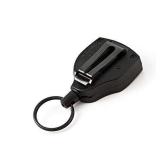 KEY-BAK SUPER48 HD 8oz. Locking Retractable Keychain, 48\ Stainless Steel Cable, Black Polycarbonate Case, Steel Belt Clip, Oversized Split Ring - Retail: $16in