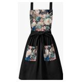 Vintage Cute Apron Dress for Women with Pockets,Cross Back Pinafore Aprons for Cooking,Baking,Kitchen,Gardening -