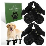EXPAWLORER Halloween Anti Slip Dog Socks to Prevent Licking Paws, Boots and Paw Protectors with Grippers,Doggie Booties for Hardwood Floors for Small Medium Large Senior Dogs Costume Black Devil Wings