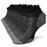 Cushioned Cotton Ankle Compression Socks for Men Women 6 Pairs Wicking Low Cut Arch Support Plantar Fasciitis Socks - Retail: $18