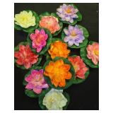 Happy Trees 12 Pcs Artificial Floating Foam Lotus Flower with Water Lily Pad, Lifelike Ornanment Home Garden Pond Decor Indian Decorations Return Gifts - Retail: $14