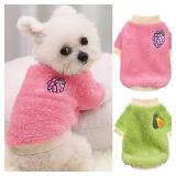 XXS Dog Sweaters for Small Dogs Girl, 2 Pack Warm Fleece Dog Sweater for Winter, Cute Puppy Clothes Small Doggie Coat for Girls - Retail: $10